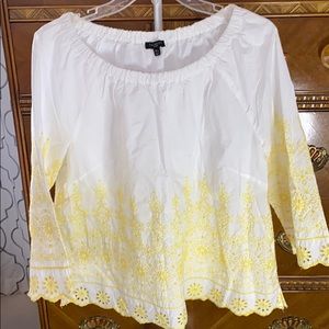 Talbots XL petite boho floral white yellow top